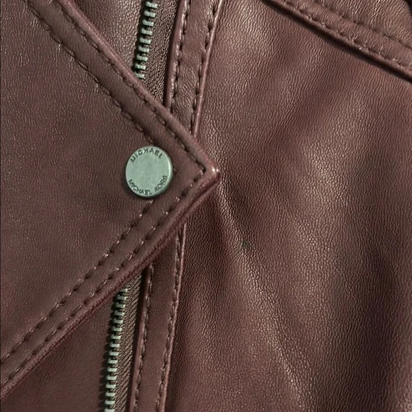 Michael Kors Burgundy Leather Jacket - Picture 4 of 6